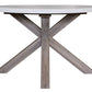 ROSALI 2-TONE WHITE CONCRETE TOP & SOLID ACACIA PEWTER ROUND DINING TABLE 120CM