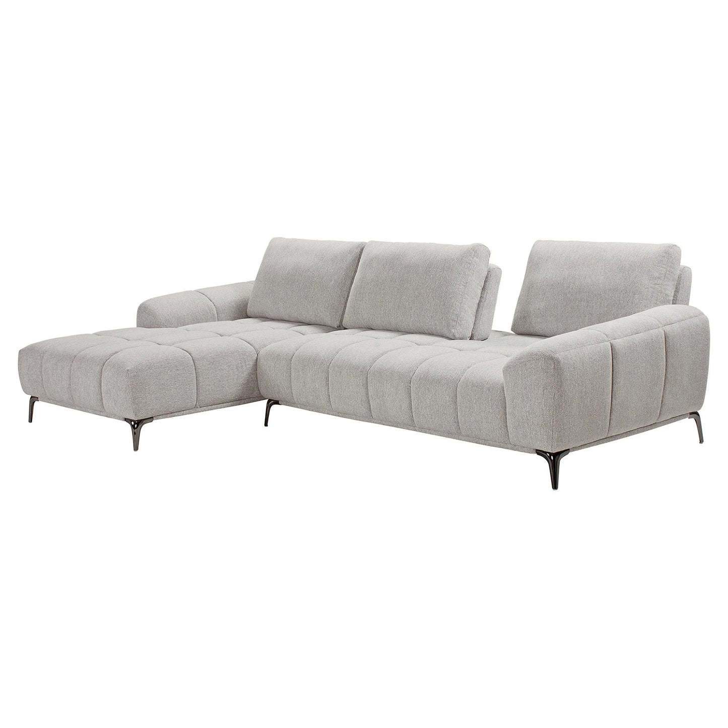 Joaquin Fabric 3-Seater Modular Corner Sofa with Sliding Backrest & LHF Chaise - Sky