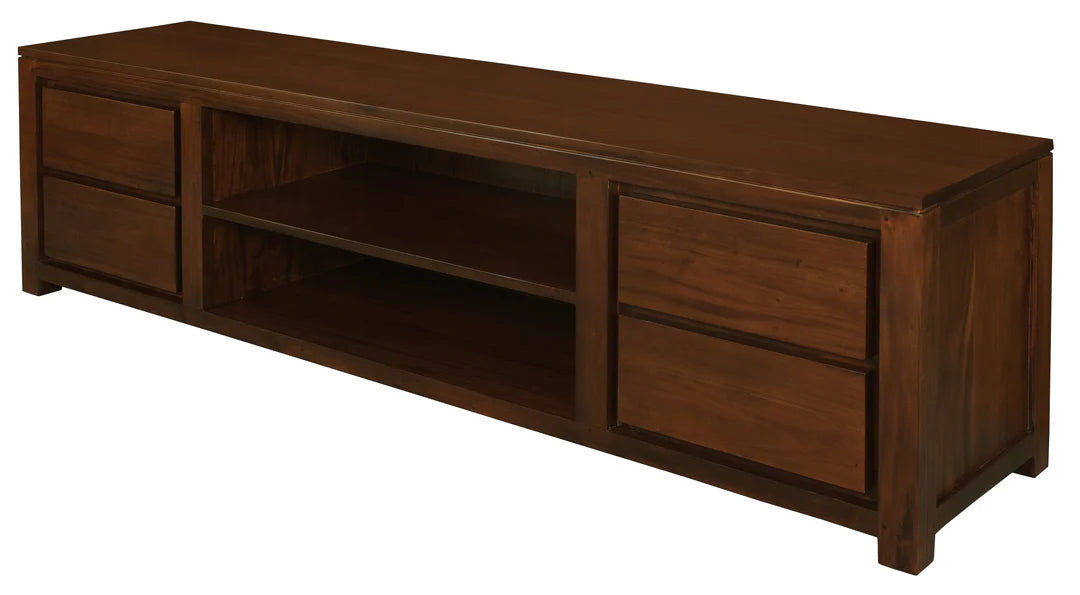TANAKA SOLID MAHOGANY TV/ENTERTAINMENT UNIT 2000MM WITH 4 DRAWERS & 2 SHELVES IN MAHOGANY - MyChocolateWood