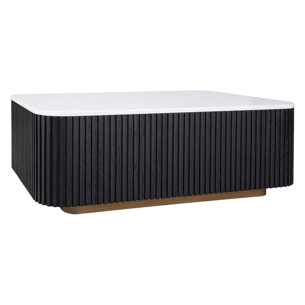 VERWOOD BRUSHED BLACK OAK WOOD BASE/SIVEC WHITE MARBLE TOP  COFFEE TABLE - MyChocolateWood