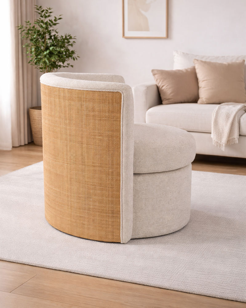 JYLAN FULL WHITE FABRIC ARMCHAIR  ACCENT CHAIR - MyChocolateWood