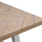 MIRAN PARQUETRY TOP DINING TABLE 190CM WHITEWASH OAK TOP/WHITE PAINTED BASE