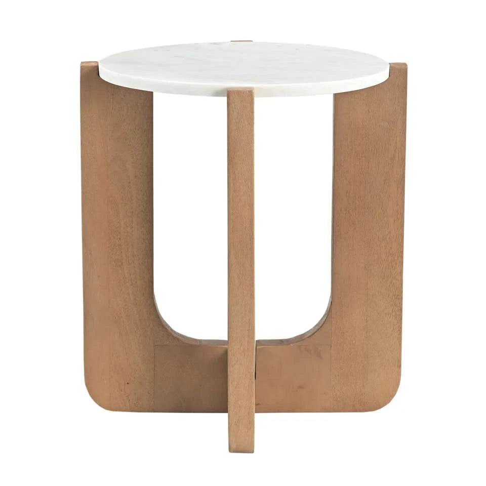 Nadia Mango Hardwood & Marble Lamp Table / Side Table