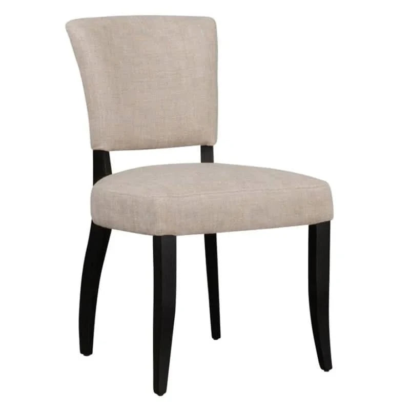 SET OF 2 CAVENDISH LINEN DINING CHAIR BEIGE/BLACK - MyChocolateWood