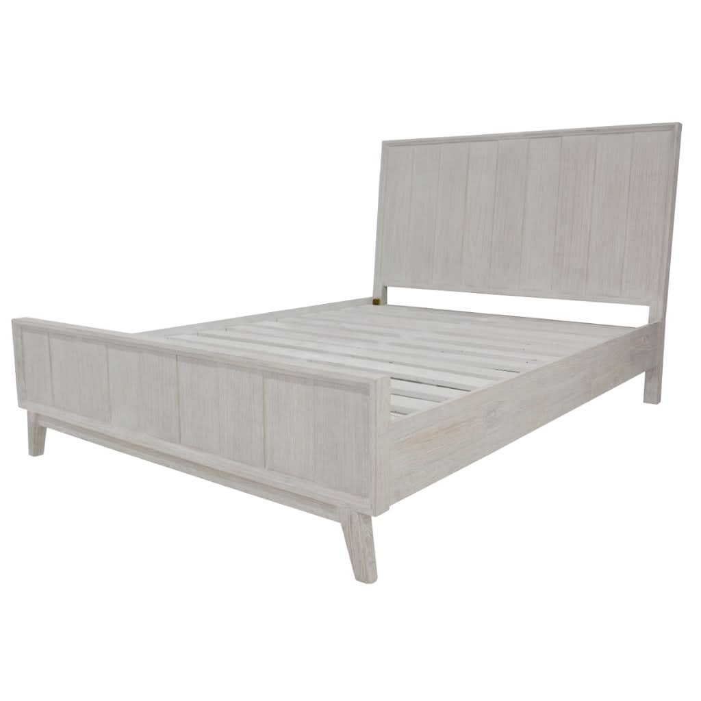 NOVAK SOLID ACACIA KING BED WHITEWASHED - MyChocolateWood