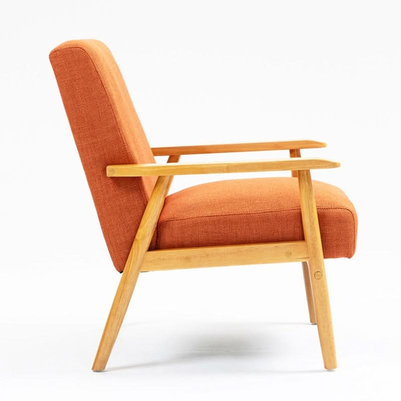NESTA ARMCHAIR  ACCENT CHAIR - LIGHT BROWN RUBBERWOOD FRAME/ORANGE FABRIC - MyChocolateWood