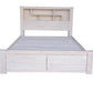 OASIS KING BED WITH WOODEN BOOKCASE & 2 END STORAGE DRAWERS WHITE