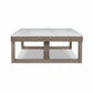 Herrington Oak Coffee Table in Greyish-Brown Wood Tone with Natural Marble Table Top