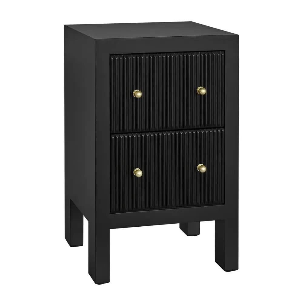 JAYLA PETITE BLACK 2-DRAWER BEDSIDE TABLE - MyChocolateWood