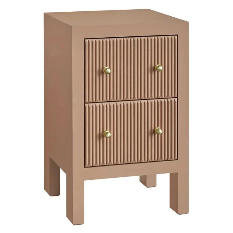 JAYLA PETITE BEIGE 2-DRAWER BEDSIDE TABLE - MyChocolateWood