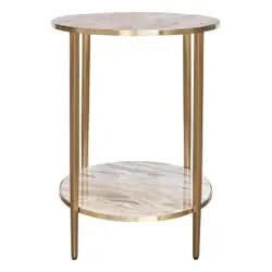 MELINA ROUND SIDE TABLE/BEDSIDE TABLE PINK MARBLE/GOLD STAINLESS STEEL - MyChocolateWood