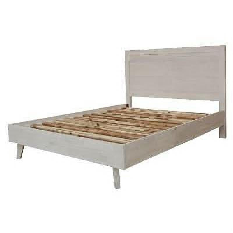 Halifax 4-Piece Solid Acacia Bedroom Suite in Brushed White — Queen Bed, Tallboy & 2 Bedside Tables