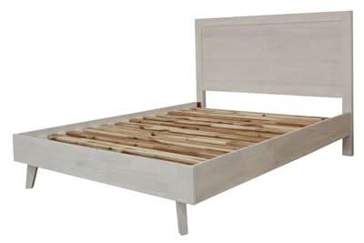 Halifax 4 Piece Solid Acacia Bedroom Suite: 1 Double Bed, 1 Tallboy, 2xBedside Tables  in Brushed White