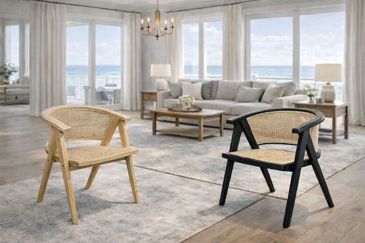 RAVELLA SOLID ELMWOOD/RATTAN CHAIR KITCHEN CHAIR DINING CHAIR ACCENT CHAIR NATURAL - MyChocolateWood