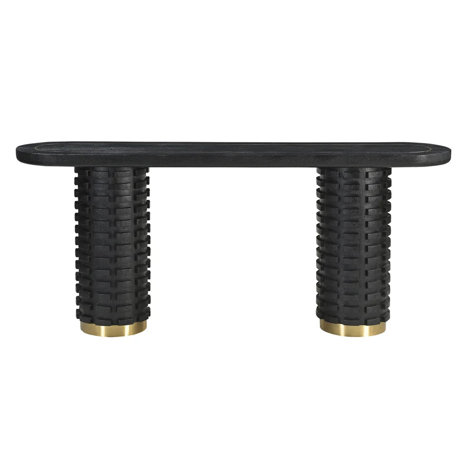 Raven Handmade Solid Mango Console Table/Hall Table with Gold Accents