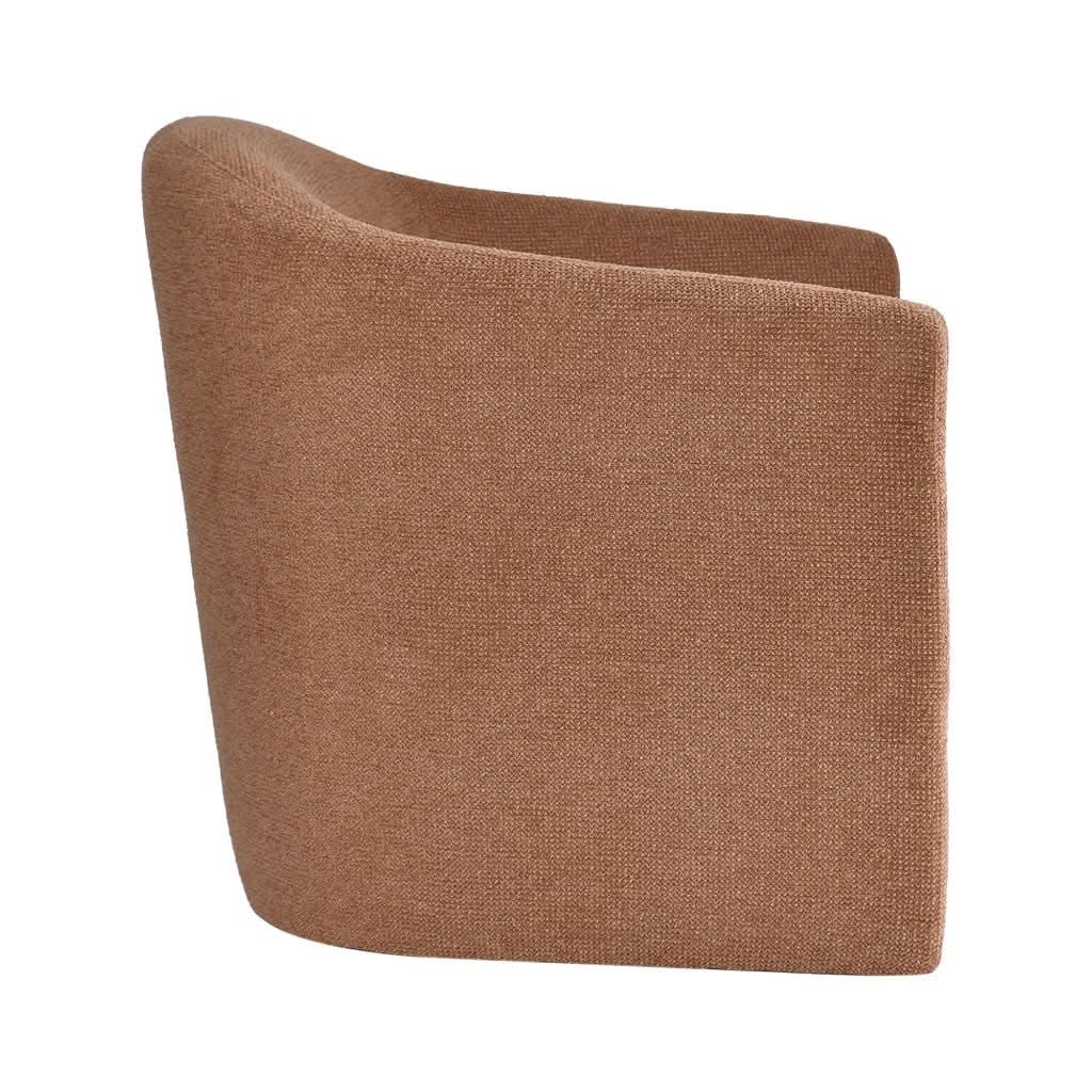 Magna Contemporary Fabric Armchair in Cinnamon - Chocolate Wood
