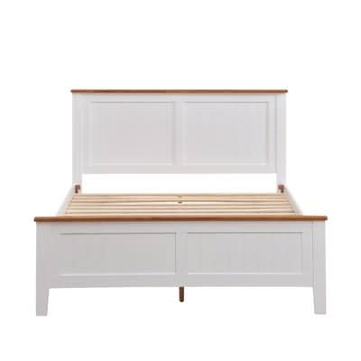 Pippa Rubberwood Double Bed White/Mid-Brown