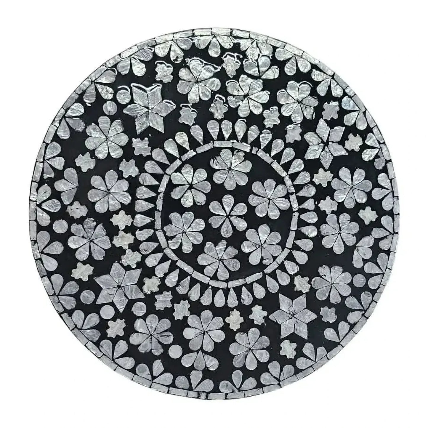GISELLE MOTHER OF OF PEARL MONOCHROME SIDE TABLE/LAMP TABLE