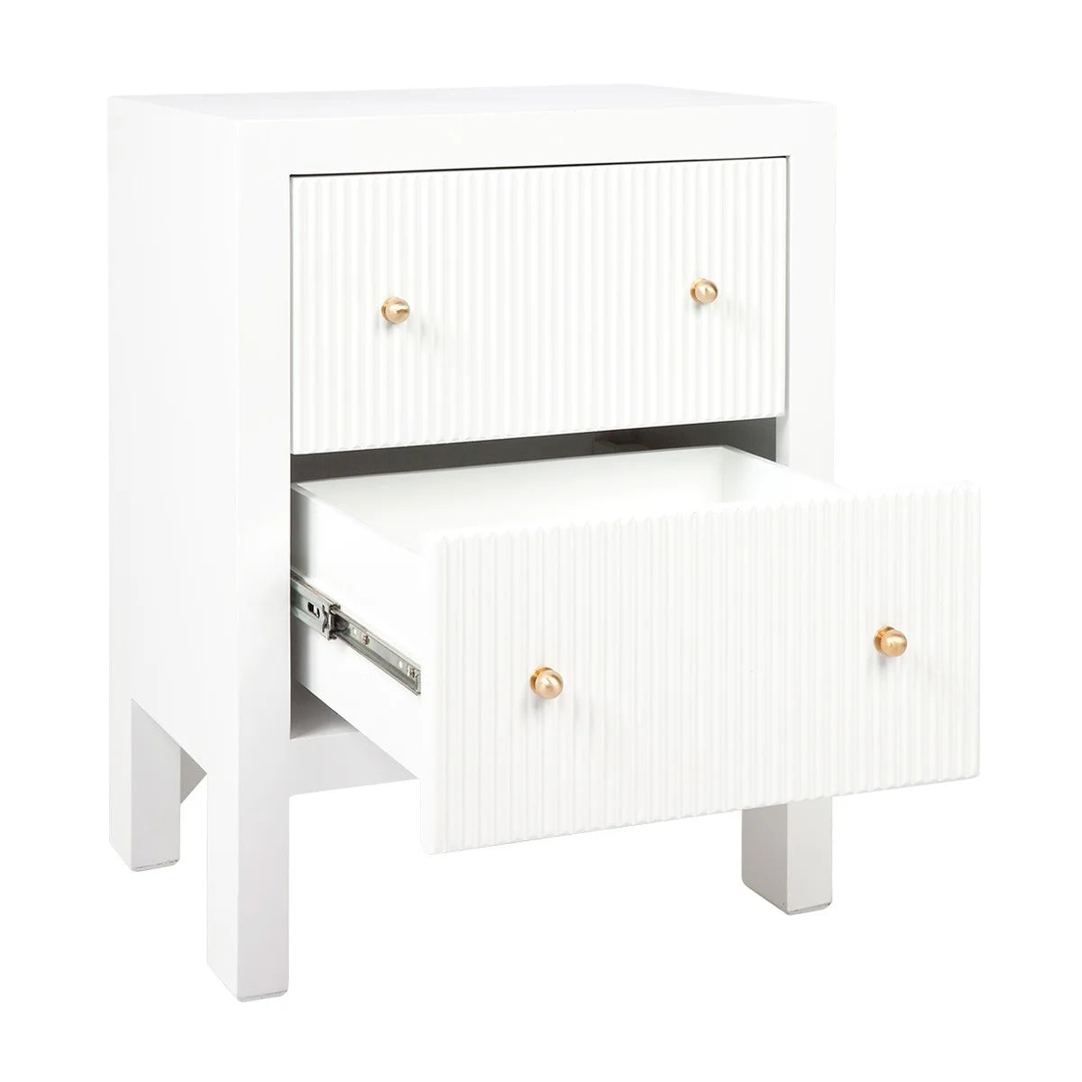 JAYLA SMALL WHITE  2-DRAWER BEDSIDE TABLE - MyChocolateWood