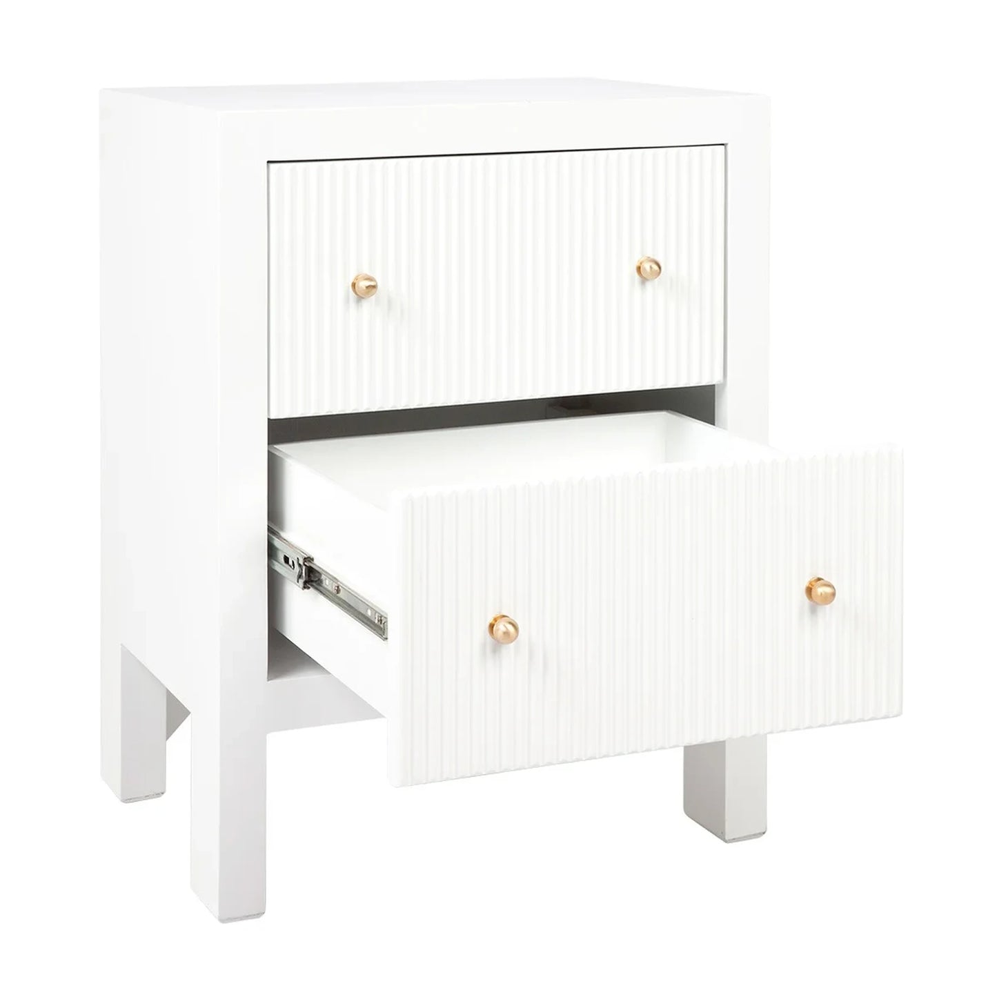 Jayla Small 2-Drawer Bedside Table in White - Chocolate Wood