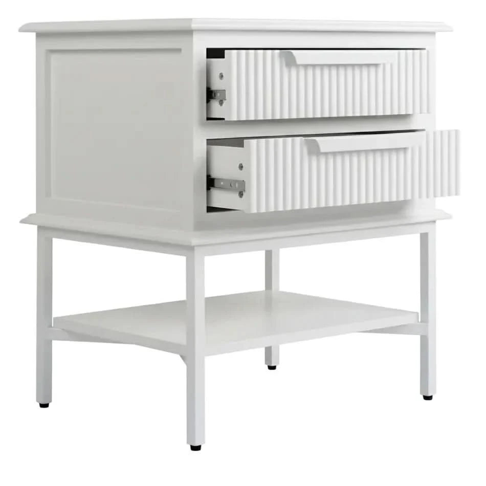 MORETTI 2-DRAWER BEDSIDE TABLE SATIN WHITE SMALL - MyChocolateWood