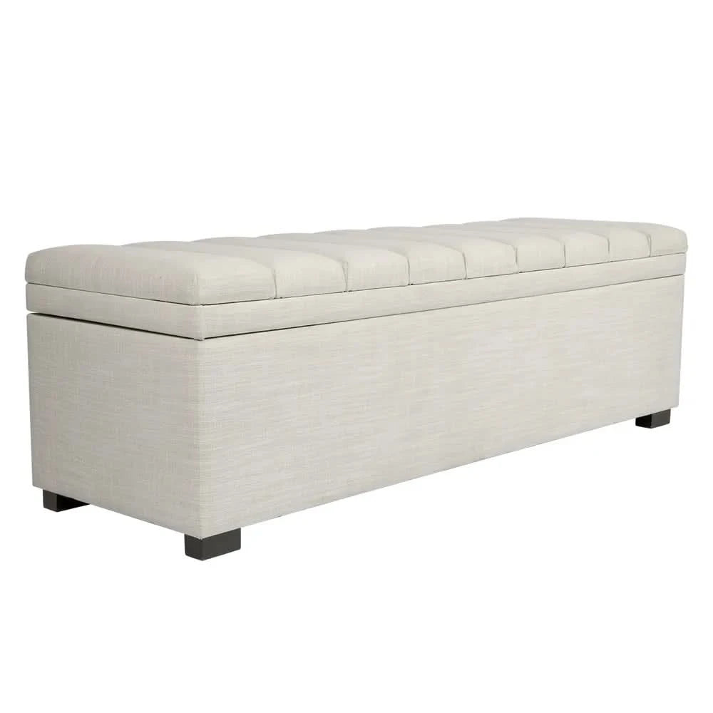 MILLICENT LINEN STORAGE BENCH/BLANKET BOX/OTTOMAN OFF-WHITE 140CM - MyChocolateWood