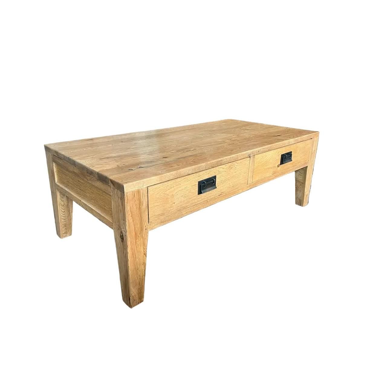 TARA SOLID OAK 2 DRAWER 2-WAY COFFEE TABLE, 120CM, NATURAL OAK - MyChocolateWood