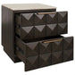 Hampshire 2-Drawer Bedside Table in Smoked Oak with Travertine Top - Chocolate Wood