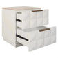 Hampshire 2-Drawer Bedside Table in White Oak with Travertine Top - Chocolate Wood