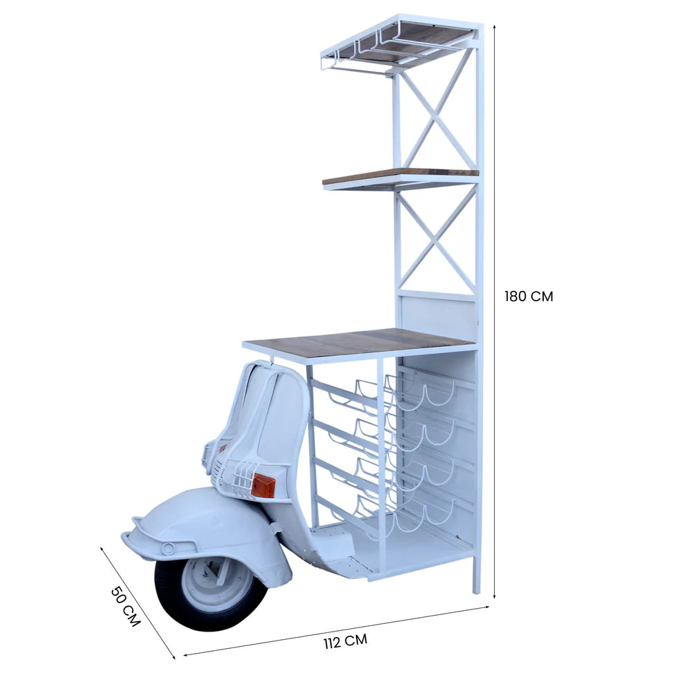 VESPA SCOOTER BAR / WINE RACK / DISPLAY CABINET / SHELF - ON BODY OF VESPA - MyChocolateWood