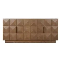HAMPSHIRE WHITE MARBLE/WALNUT 4-DOOR BUFFET/SIDEBOARD - - MyChocolateWood