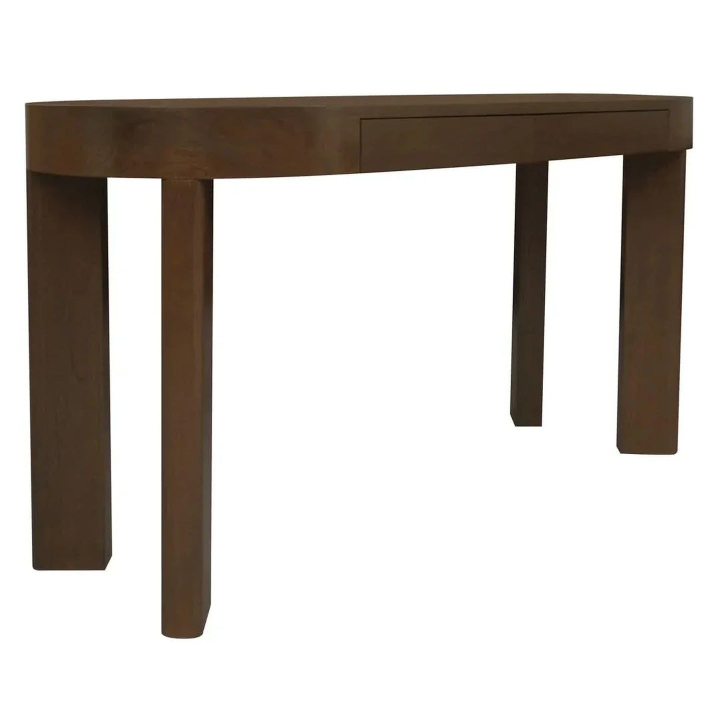 Brentwood Solid Mindi Timber 2-Drawer Oval Desk 140cm in Walnut - Chocolate Wood