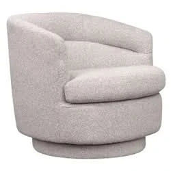 BRYNN BOUCLE SWIVEL ARMCHAIR WARM GREY - MyChocolateWood