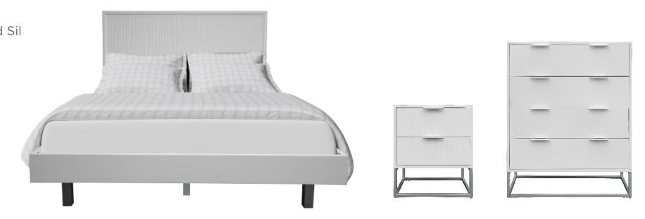 FARAH 4 PIECE SOLID ACACIA BEDROOM SUITE: KING BED, 2X BEDSIDES,TALLBOY WHITE
