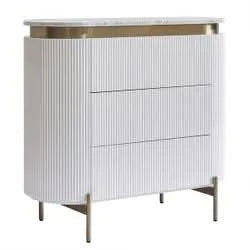 DENEUVE 3 DRAWER CHEST OF DRAWERS WHITE WITH CARRARA MARBLE TOP - MyChocolateWood