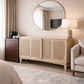 BAHAMAS CABINET SIDEBOARD SLIDING RATTAN DOORS/ SOLID OAK NATURAL COLOUR 120CM - MyChocolateWood