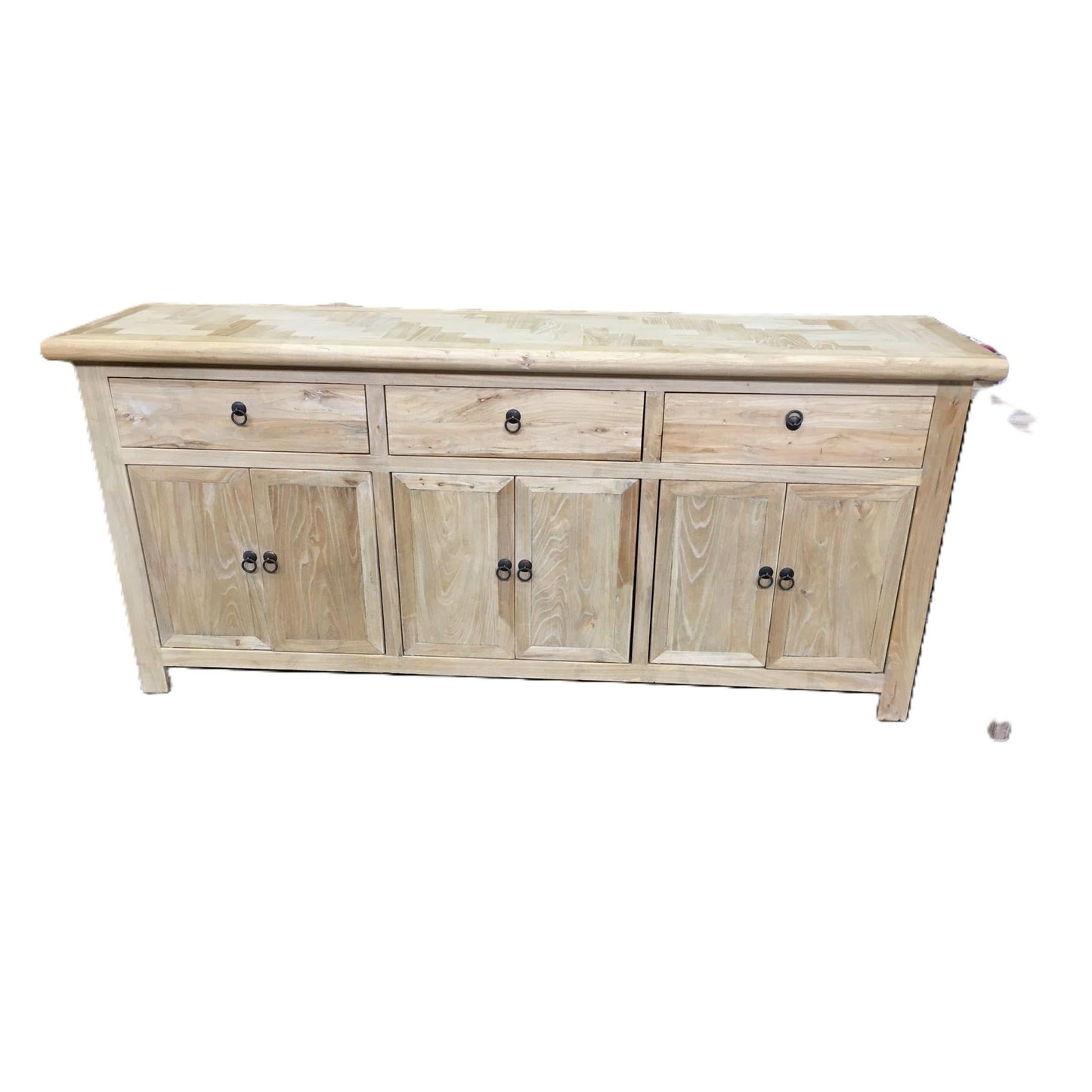 Gibraltar Recycled Elm 3-Drawer 6-Door Sideboard / Buffet in Natural - Chocolate Wood