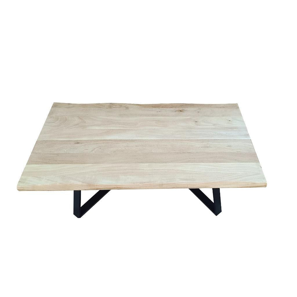 ARNIK ACACIA WOOD RECTANGULAR COFFEE TABLE  OCCASIONAL TABLE NATURAL /BLACK - MyChocolateWood