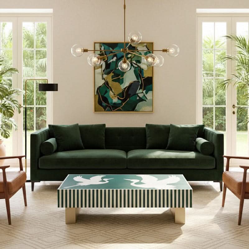 EMMINA MOTHER OF PEARL HAND INLAY COFFEE TABLE - LUXE ARTISAN DESIGN - MyChocolateWood