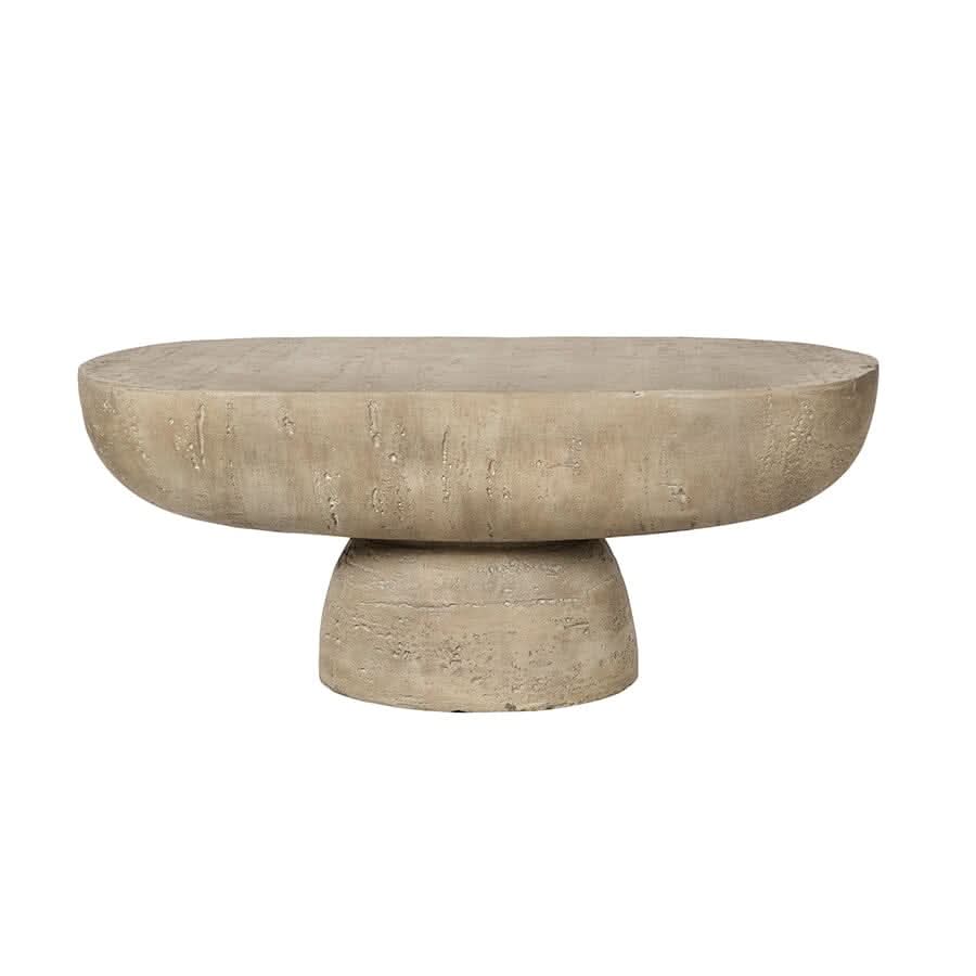 BARDOT OVAL CEMENT COFFEE TABLE NATURAL - MyChocolateWood