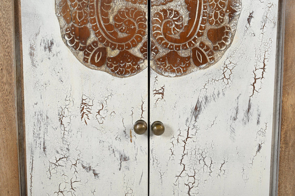 COWHIDE & MANGO HARDWOOD CHEST OF 10 DRAWERS 2 DOORS BOHO PATCHWORK  BEACHSIDE HAMPTONS - MyChocolateWood