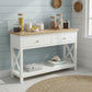 CHRISTA HAMPTON SOLID ACACIA 2-DRAWER CONSOLE TABLE HALL TABLE LIGHT OAK/WHITE - MyChocolateWood
