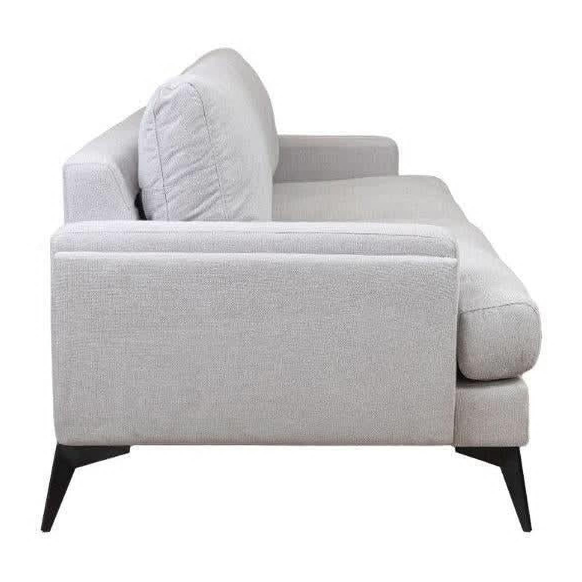 Kirton Fabric Sofa, 2-Seater in Light Grey - Chocolate Wood