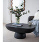 Bardot Oval Cement Coffee Table in Black - Chocolate Wood