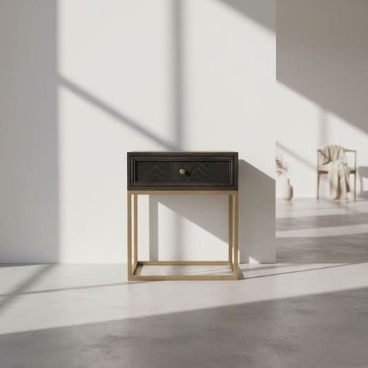 DIMANTA DESIGNER 1-DRAWER SIDE TABLE/LAMP TABLE BLACK - MyChocolateWood