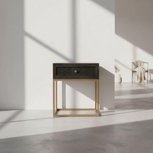 DIMANTA DESIGNER 1-DRAWER SIDE TABLE/LAMP TABLE BLACK - MyChocolateWood