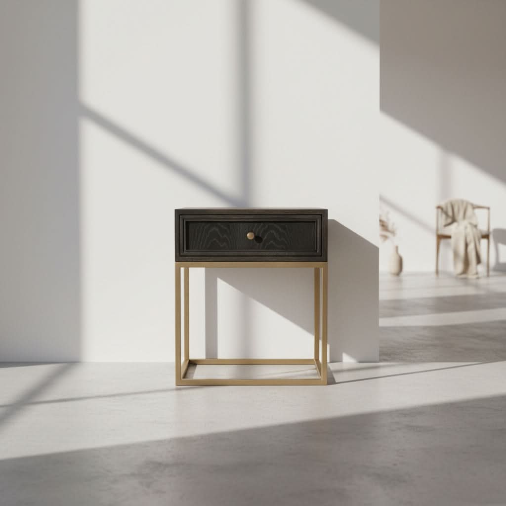 DIMANTA DESIGNER  1-DRAWER SIDE TABLE/LAMP TABLE BLACK - MyChocolateWood