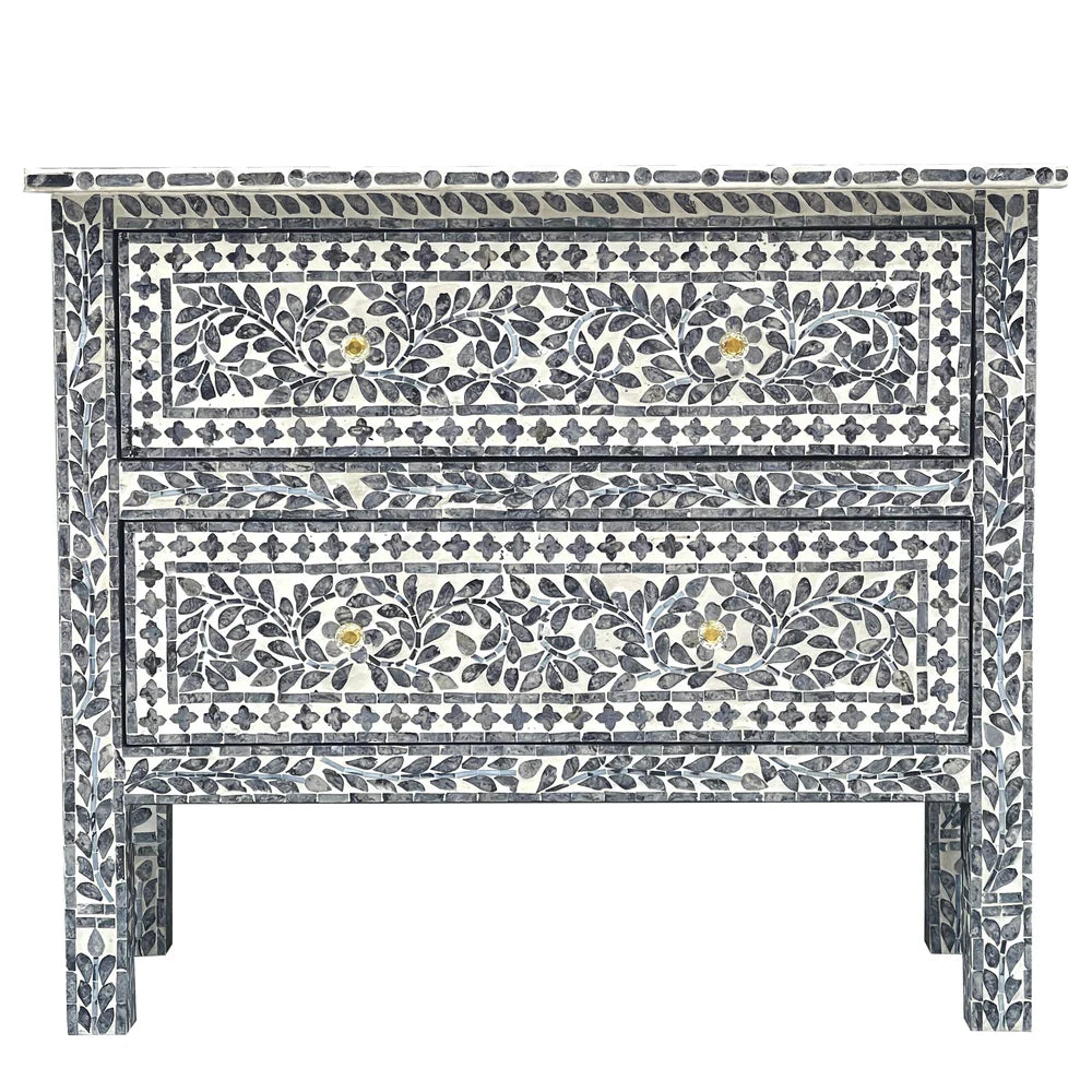 PRAIRIE MOTHER OF PEARL HAND MADE SWIRL CHEST OF 2 DRAWERS - MyChocolateWood