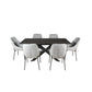 Dark grey ceramic glass dining table extension by MyChocolateWood, showing the 180cm to 240cm adjustable length in a modern setting.