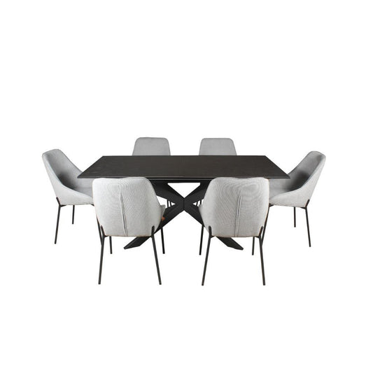 CHARIS EXTENSION CERAMIC GLASS DINING TABLE DARK GREY W:180/240CM - MyChocolateWood